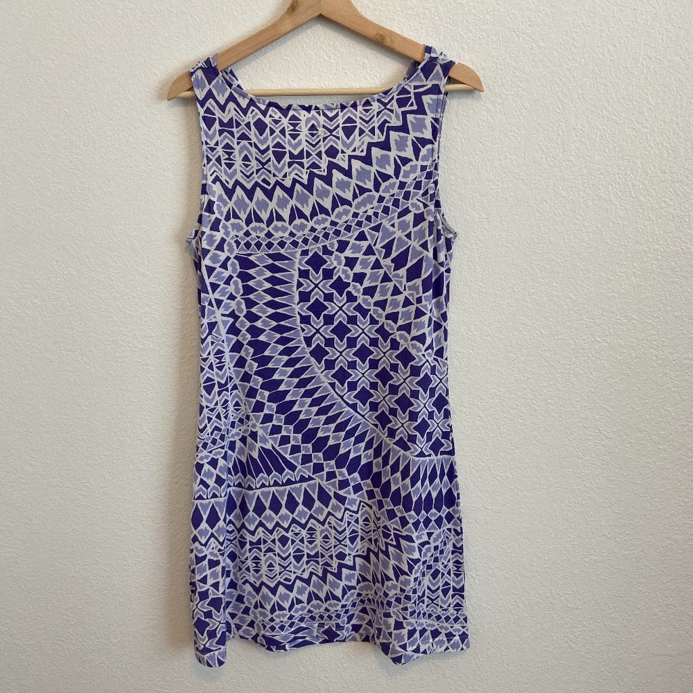 Title Nine Womens Purple White Sleeveless Stretch Cowl Breeze Dress Medium - Picture 2 of 7